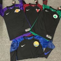 Lakers Warriors Nets เล่นชุดวอร์มอัพยิงอเมริกันถุงน่องชุดกีฬาฝึกบาสเก็ตบอลแขนยาว T เสื้อยืดผู้ชาย