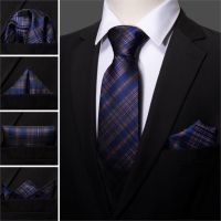 Cravat Men Tie Set Purple Plaid Silk Handkerchief Ties For Men Gift Wedding Business Barry.Wang Designer Gravata Necktie LS-5209