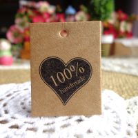 200pcs Handmade Kraft Paper Tags Sewing Machine Love Gift Tag Hang Labels Candy Cookie Handicraft Packaging Supplies Decorations