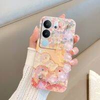 เคสโทรศัพท์มือถือใหม่สำหรับ VIVO V29 Y78 Y02T Y02A Y27 4G 5G 2023พร้อมสร้อยข้อมือคริสตัลคู่รักสไตล์สาวๆเคสหลังเคสนิ่มสวยสำหรับ VIVOV295G