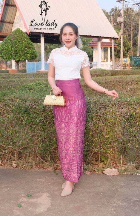 2xl-4xl-ส่งฟรี-ชุดไทย-งานป้าย-love-lady-เสื้อลูกไม้-ผ้าถุง-ชุดไทยประยุกต์-ชุดผ้าไทยไปงาน-ชุดไปงานบวช-ผญ-ชุดไทยผู้หญิง-ชุดเจ้าสาว