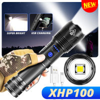 Camping &amp; Hiking Torch Light ไฟฉาย XHP100 9-Core ไฟฉาย LED ยูเอสบีชาร์จได้ไฟฉาย18650 Or 26650อลูมิเนียมจุดโคมไฟ Power B ฟังก์ชั่น