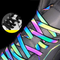 ใหม่ Holographic Reflective Star Shoelaces สะท้อนแสงสองด้าน High-Bright สะท้อนแสงแบน Laces รองเท้าผ้าใบ ShoeLaces