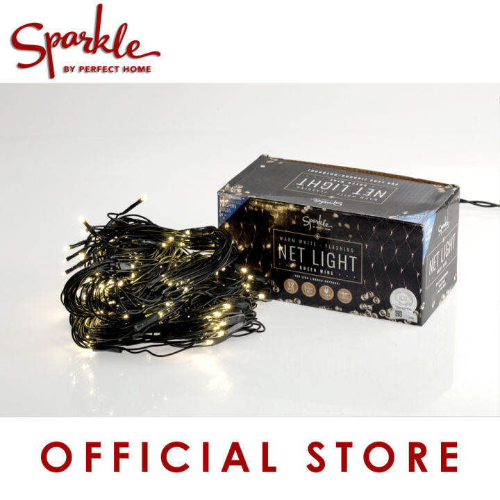 200L LED Net Lights Warm White with Green Wire 2M x 1M (with 20L