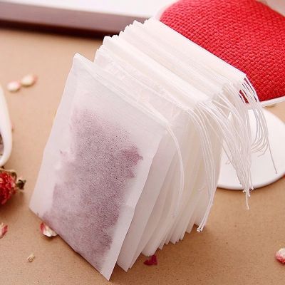 100pcs 5X7cm Disposable Drawstring Teabags Empty Tea Bags for Tea Bag Food Grade Non-woven Fabric Paper Coffee Filters Teaware