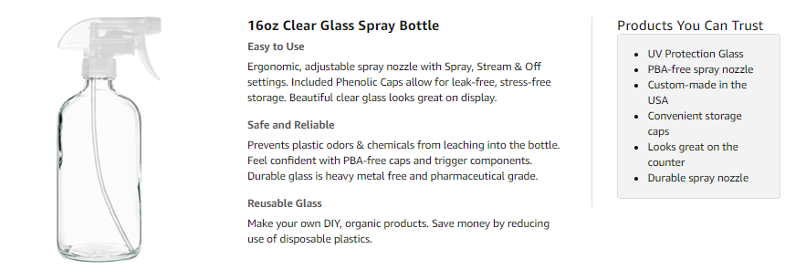 1 oz Refillable Bottles for Essential Oil Empty Clear Glass Spray Bottle 6 Pack 