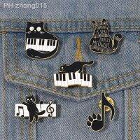 Cat Pace EnamelPinsCustomPiano Keys Kitten Musical Note BroochesLapelBadgesAnimalMusic JewelryGiftforKidsFriends