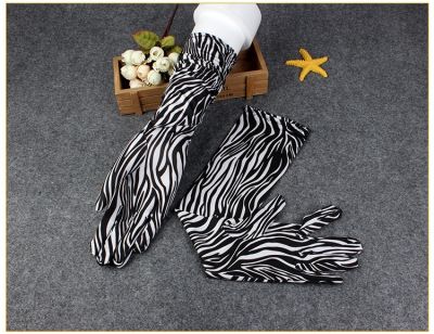 43cm zebra-stripes Leopard Print adult long finger dancing performance cosplay gloves unisex mittens free ship