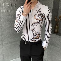 ▼✽⊕ Korean Fashion Clothing Men Shirt Black White Floral Shirt Mens - White/black Shirt - Aliexpress