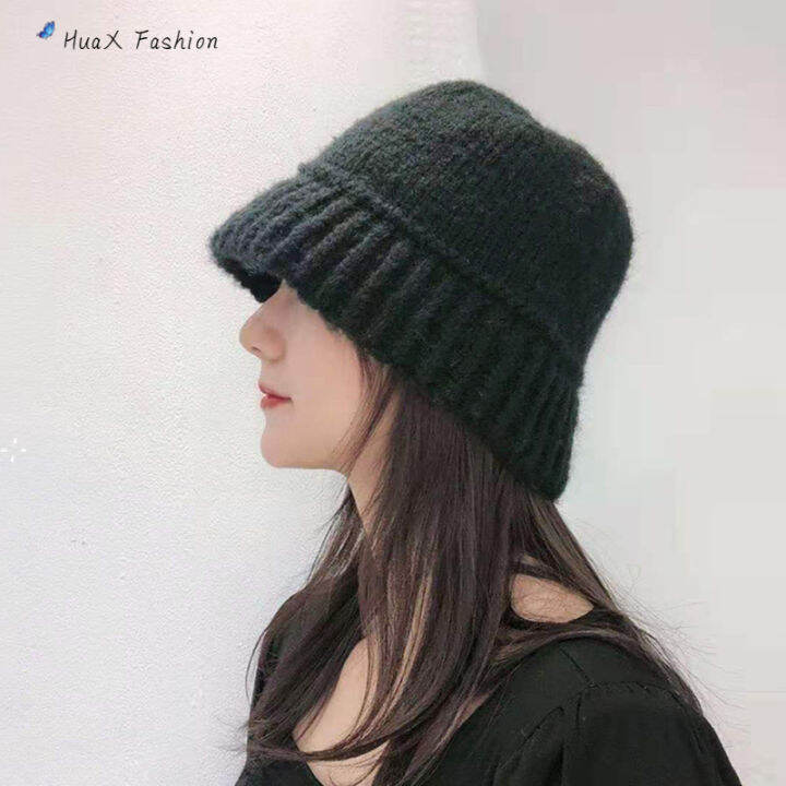 huax-หมวกแฟชั่นหมวกแบบคาดสำหรับผู้หญิงสีทึบหมวกทรง-beanie-หัวใหญ่