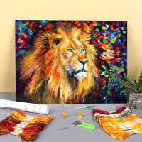 Oil Style Lion Pre-Printed 11CT Cross-Stitch DIY Embroidery Full Kit DMC Threads Hobby Handmade Handicraft Decor