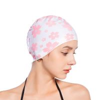 Fashion New  Printing Swimming Caps for Women Soft Silicone Waterproof Swim Hat Large Size Ear Protection Long Hair Swimming Hat Swim Caps