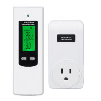 Wireless Thermostat Outlet Temperature Auto Detection LCD Backlit Temperature Controller Outlet US Plug 120V