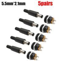 10PCS(5pairs) 12V 3A 5.5mm 2.1mm Plug Socket DC Power Socket Male Female Jack Screw Nut Panel Mount Connector DC Power Adapter  Wires Leads Adapters