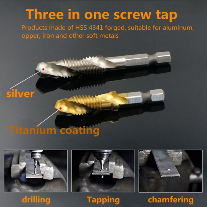 1-6pc-m3-m4-m5-m6-m8-m10-tap-drill-bits-1-4-hex-shank-machine-hand-taps-titanium-coated-hss-drilling-tap-bits-thread-screw-tools