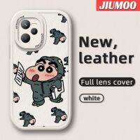 JIUMOO เคสสำหรับ Realme C35 C31 Narzo 50A Prime เคสการ์ตูน Crayon Shin-Chan ดีไซน์ใหม่นุ่มหนังบางซิลิกาเคสโทรศัพท์เจลฝาปิดเลนส์เต็มรูปแบบกล้องเคสกันกระแทกกันกระแทก