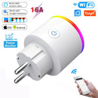 WiFi Smart Plug 16A EU Adapter LED รีโมทคอนโทรลไร้สายควบคุมด้วยเสียง Power Energy Monitor Outlet Timer Socket สำหรับ Alexa Google Home-Xiaan Store