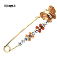 Lijing แฟชั่น Broche Hijab Pins หญิง Vintage เข็มกลัดหยดดอกไม้เพชร Corsage Shawl Buckle Dual Purpose เข็มกลัด