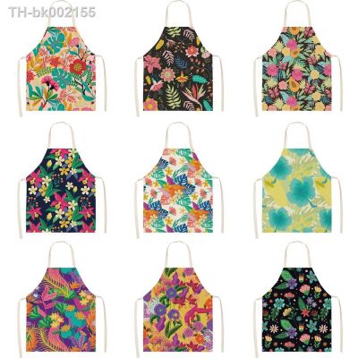 ❣ Creative Plant Priinting Women Kitchen Aprons Cooking oil-proof Cotton Linen Antifouling Chef Apron 55x68cm