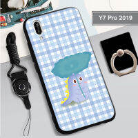 เคส TPU แบบนิ่มสำหรับ Huawei Y7 Pro ฝามีที่ถือวงแหวนโทรศัพท์และเชือกคลุมทั้งหมดป้องกันการตกแฟชั่นสำหรับเคสโทรศัพท์2019