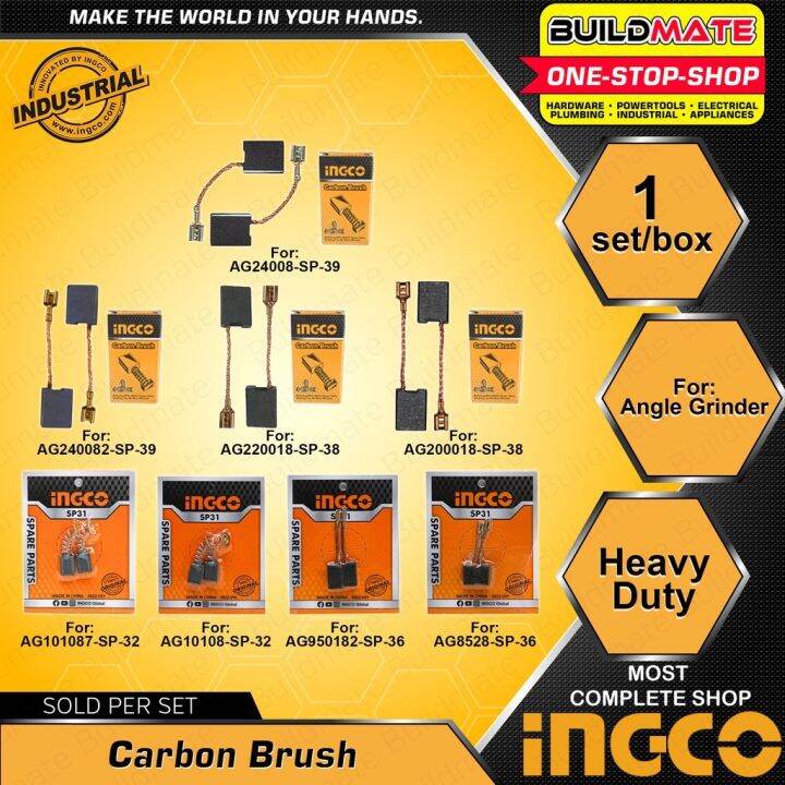 INGCO 2PCS/SET Carbon Brush for Angle Grinder Replacement Part Carbon