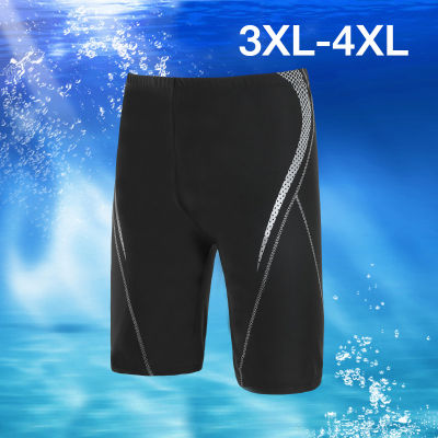 กางเกงว่ายน้ำชาย 3XL-4XL สกรีนลายสีเงิน  ผ้าสแปนเด็กส์หนา กางเกงว่ายน้ำขาสามส่วน กางเกงว่ายน้ำชายไซส์ใหญ่
