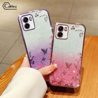 Callfire เคสโทรศัพท์ผงชิมเมอร์สำหรับ Vivo Y15A Y15S Y01 V2120 V2134 ปลอกซิลิโคนนิ่ม แบบดอกไม้ผีเสื้อ