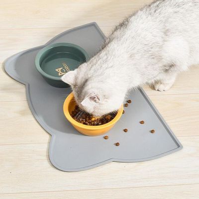 [pets baby] แผ่นวางชามเสื่อให้อาหารกันรั่วแบบพกพาแผ่นรองให้อาหารซิลิโคนสำหรับสัตว์เลี้ยงสำหรับสุนัขแมว