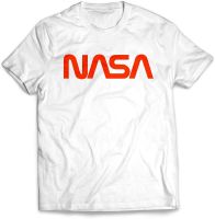 Mens Retro Vintage NASA Worm Logo Premium Soft T-Shirt (White)