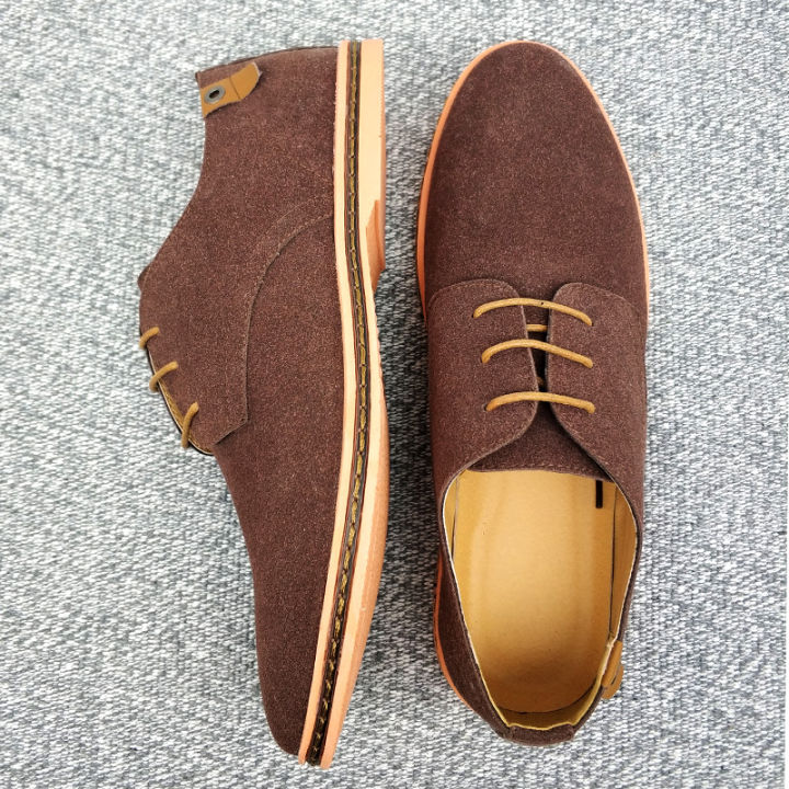 20212020 Spring Suede Leather Men Shoes Oxford Casual Shoes Classic Sneakers Comfortable Footwear Dress Shoes Large Size Flats