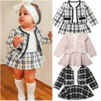 2PCS Autumn Winter Spring Party Baby Girls Clothes Plaid Coat Tops+Tutu Dress Formal Outfits Fit For 0-6 Years  by Hs2023