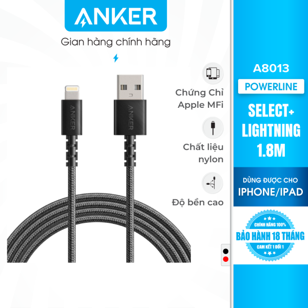Cáp sạc Anker PowerLine Select+ Lightning dài 1.8m – A8013