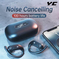 YC Wireless Earbuds with IPX5 Waterproof Bluetooth MIC Noise Cancelling up to 100H Playtime Bass Earhook Earphone for Smartphone