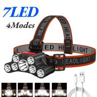 【lz】✖  7led recarregável poderoso led farol usb led super brilhante 4 modos de trabalho farol lanterna à prova dwaterproof água para a noite