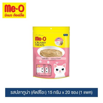 มีโอ ครีมมี่ ทรีต รสคัตสึโอะ 15 กรัม x 20 ซอง (1 แพค)/Me-O Cat Creamy Treats Katsuo Flavor 15g. X 20 sachets (1 pack) EXP:2/24
