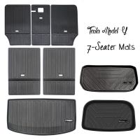 สำหรับ Tesla รุ่น Y 7-Seater 2021 2022 TPE Trunk Mat &amp; ที่นั่ง Anti-Kick Protector Cargo Liners รถ Boot Frunk Lower ช่อง Mat