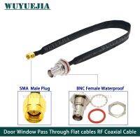 Waterproof BNC Female to SMA Male Female Door Window Pass Through Flat RF Coaxial Cable 50 Ohm RF Coax Pigtail Extension Cord