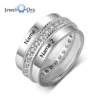 Fashion Personalized Engraved Name Rings for Women Customized Anniversary Engagement Ring with Cubic Zirconia Jewelry Gifts2023