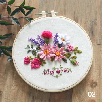 DIY 3D Flower Patterns Hand Embroidery Yarn Kit Embroidered Shed