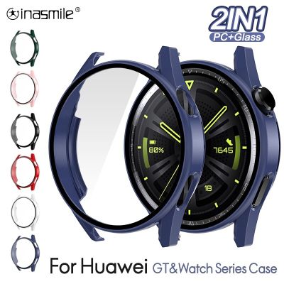 Tempered Glass+ PC Cover For Huawei Watch 3 Pro GT 2 GT3 42mm 43mm 46mm 48mm  for Huawei GT3 Pro GT2E Screen Protector Pro Case Nails  Screws Fastener