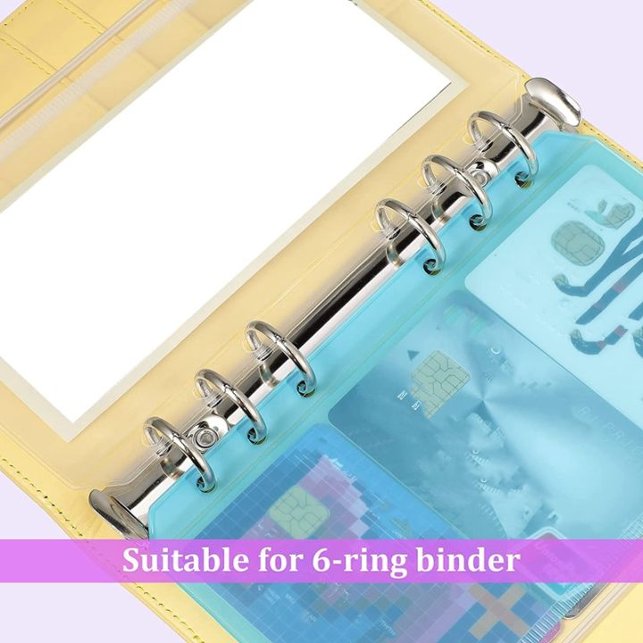 14-pieces-binder-pockets-a6-size-6-holes-binder-zipper-folders-waterproof-pvc-loose-leaf-bags-for-6-ring-binder-notebook