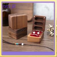 BTTJ0 ที่นั่งสามที่นั่ง กล่องเครื่องประดับอัญมณี เรโทร เคสของขวัญ กล่องเก็บแหวน แบบพกพาได้ ทำจากไม้ กล่องแสดงแหวนคนรัก การหมั้นหมาย