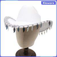 Kloware หมวก Fedoras สำหรับหมวกคาวบอยตะวันตก,หมวกบังแดดตกแต่งขอบใหญ่คลาสสิกหมวกแก๊ป Sombrero สำหรับทุกเพศของเทศกาลตกปลากลางแจ้ง