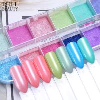 [COD] Cross-border new nail glitter powder ins summer boxed pearl aurora rouge