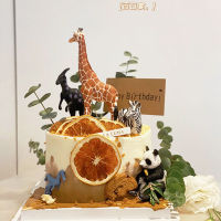 Animal Cake Topper Safari Jungle Wild Forest Animals Figures Woodland Giraffe Toppers Cake Decoration Birthday Party Supplies