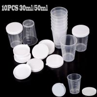 ☌﹍✾ 10PCS 30ml/50ml Clear Scaled Plastic Measuring Cups with Cover Chemistry Lab Kitchen Sample Measuring Cup