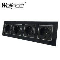 【NEW Popular89】สี่เท่า16AElectricalfor RoundCE WallpadBlackGlass 4 FrameStandard Outlet With Claws