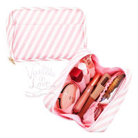 BG111 กระเป๋าเครื่องสำอาง makeup pouch ขนาดเล็ก ลายสวย สีชมพูลายทาง