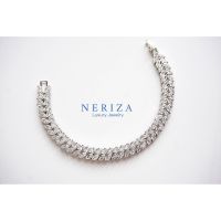 Neriza Jewelry/ข้อมือเพชรสังเคราะห์ประกายไฟเทียบเท่าเพชรแท้เกรดพรีเมี่ยม จัดส่งฟรีพร้อมกล่องNB005