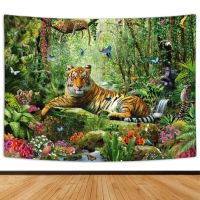 Animal World Landscape Tiger tapestry wall blanket background cloth Dolphin Dinosaur Zoo layout Home decoration